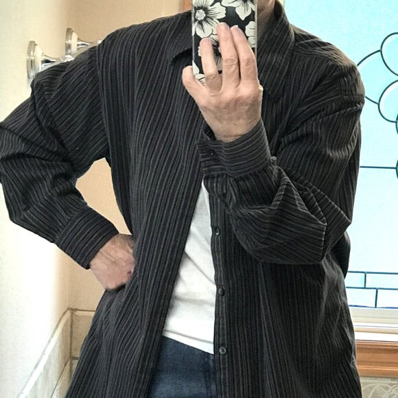 Van Heusen Men’s Shirt: Vintage Button-Down Long Sleeves Brown Stripes, Size L - Picture 5 of 9